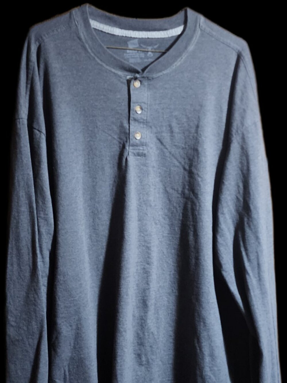 Hanes Beefy-T Long Sleeve Henley Gray Thermal Shirt 2X-Large 2XL